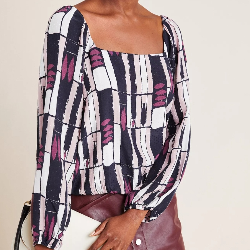 Anthropologie Eloise abstract blouse size L NWT